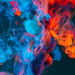 blue and orange smoke